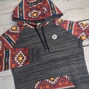 Hooey Pullover Hoodie Western Aztec Women’s Size Small Gray Multicolored